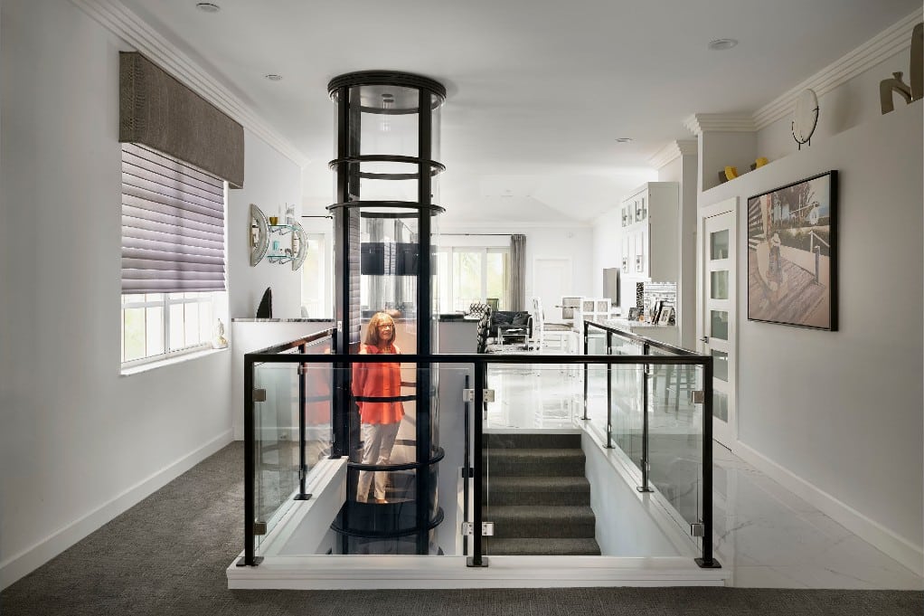 Standard home lift shaft dimensions ranging from 5x4 to 5x7 feet with multi-story access