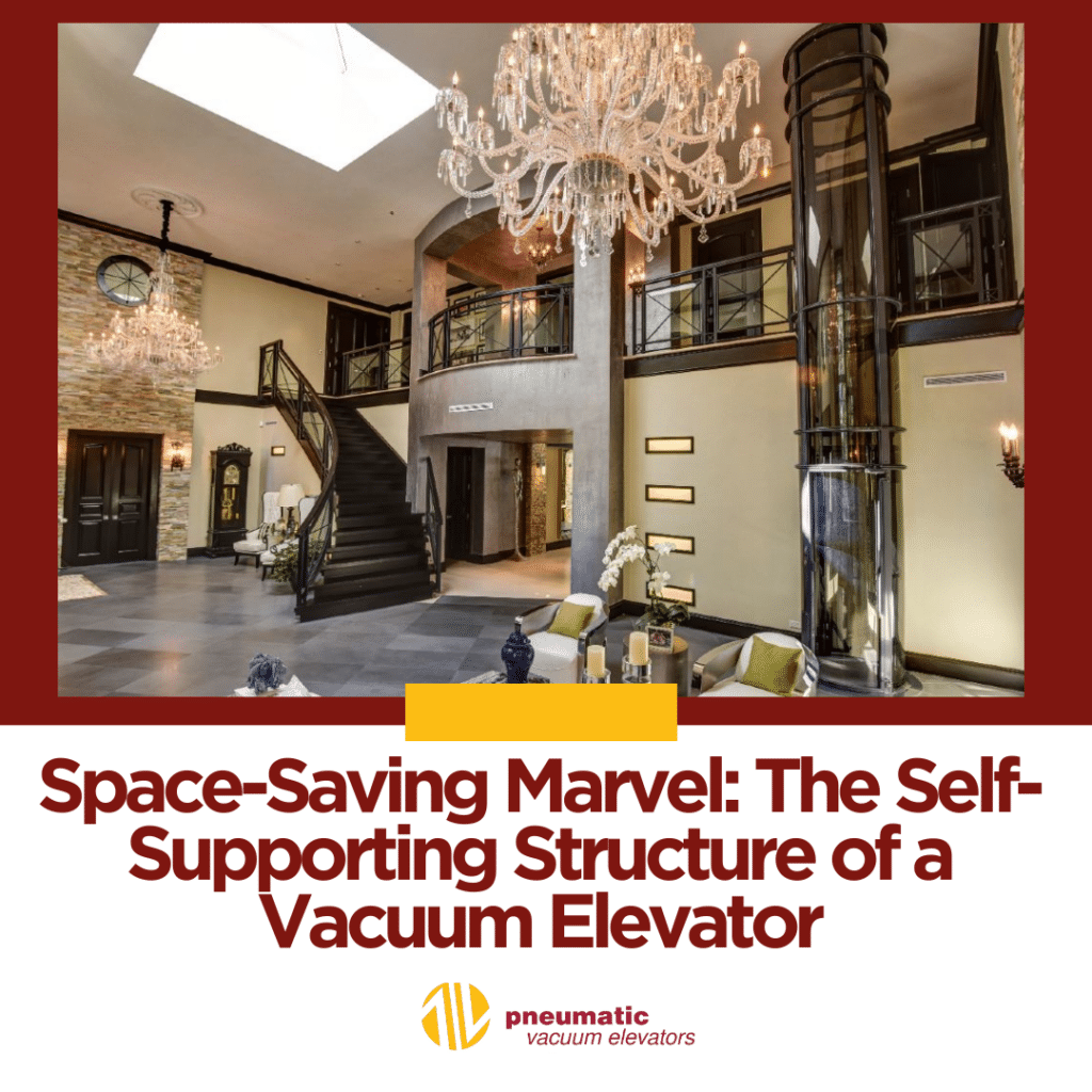 Image of a perfectly integrated home elevator illustrating the theme of the blog, which is Space-Saving Marvel: The Self-Supporting Structure of a Vacuum Elevator.