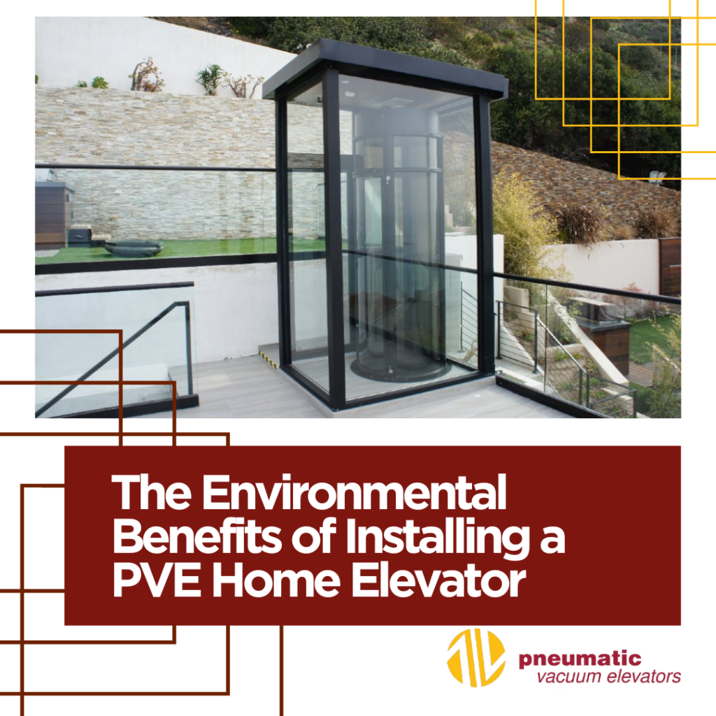 Image of an outdoor home elevator illustrating the theme of this blog on The Environmental Benefits of Installing a PVE Home Elevator.