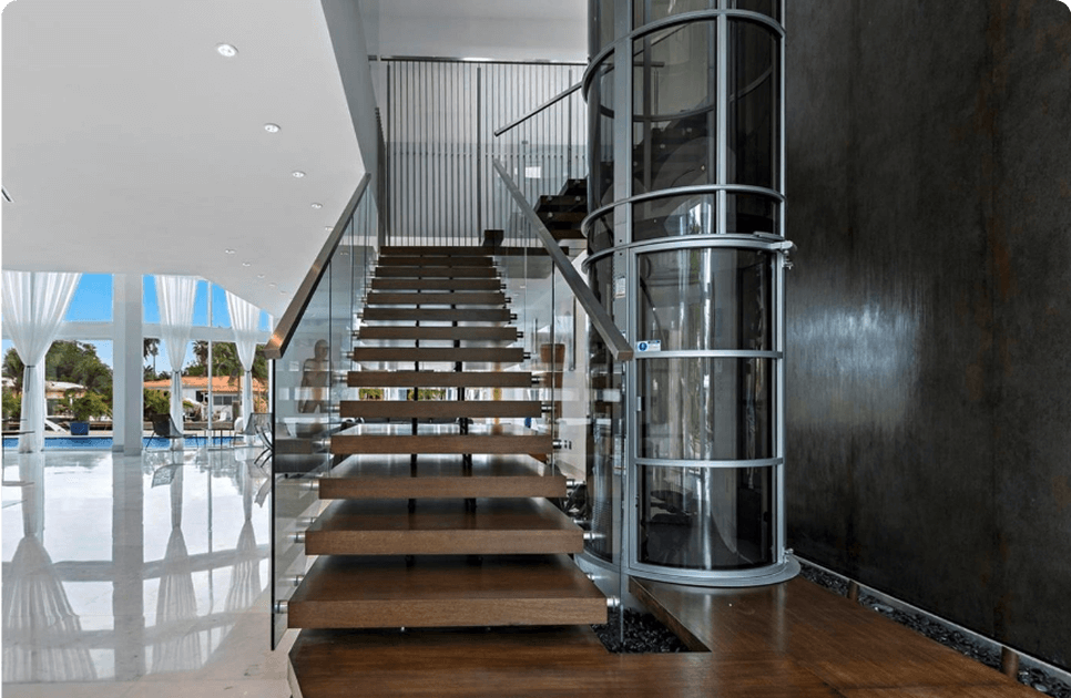 Modern home elevator installation