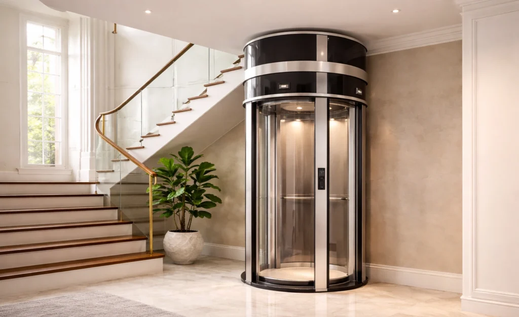 Luxury home with glass elevator