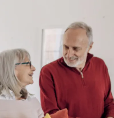 Senior couple enjoying accessibility and comfort at home