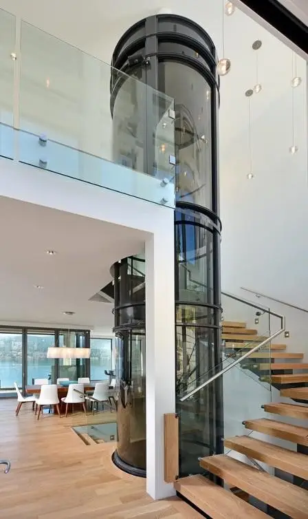 Glass pneumatic elevator for modern home interiors.