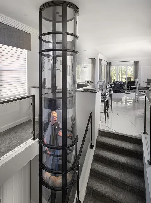 Installed PVE elevator connecting the levels of a home